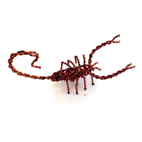 Wire Copper Metal Art Scorpion Figurines Handmade Unique Eclectic Decor Set of 2 - Picture 2 of 8